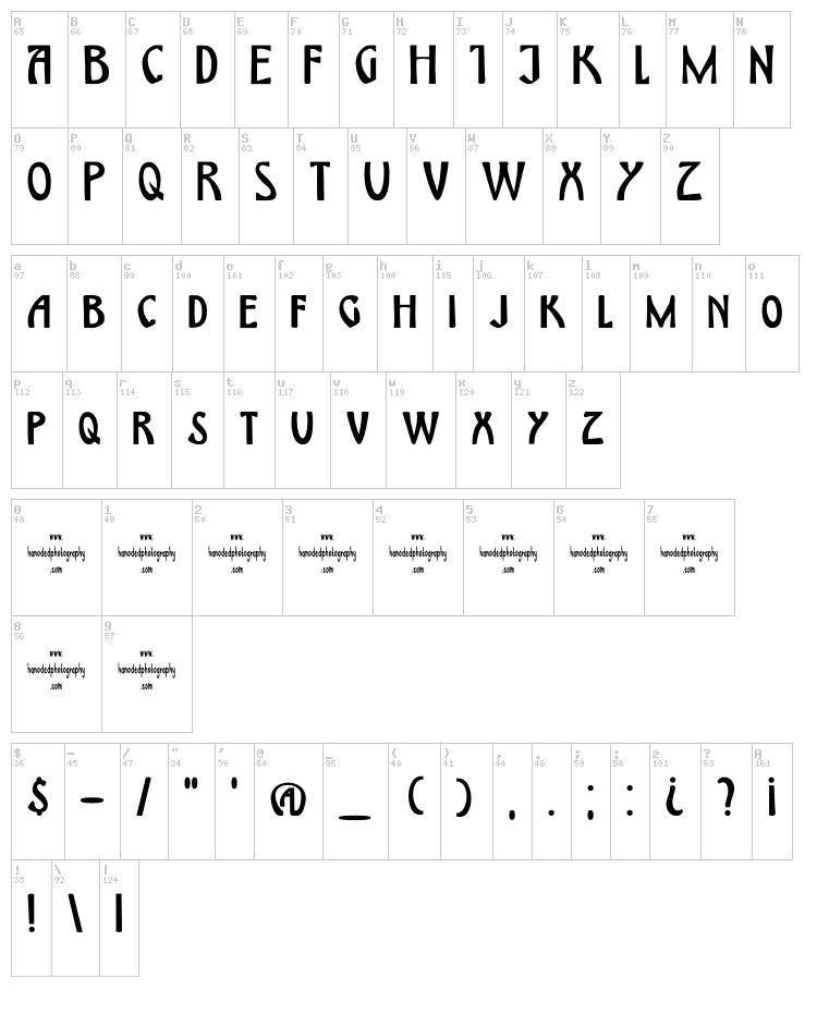 DK Himmelblau font map